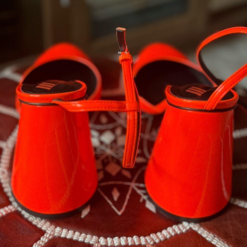 Rare ATTICO  Orange leather sandals heels pumps - Picture 9 of 15
